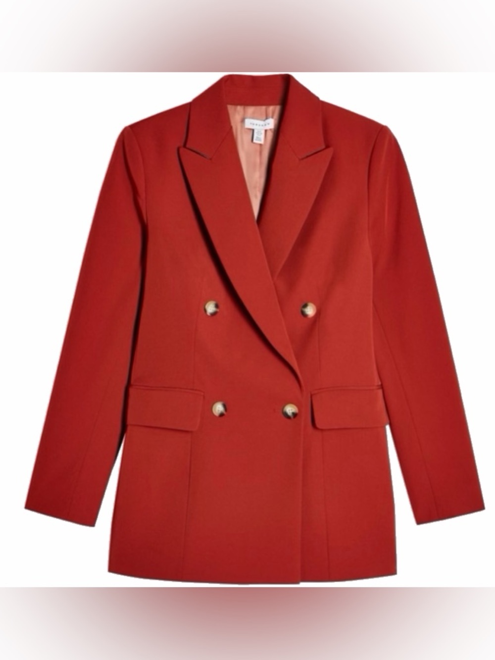 Topshop Double-Breasted Red Blazer with Gold Buttons